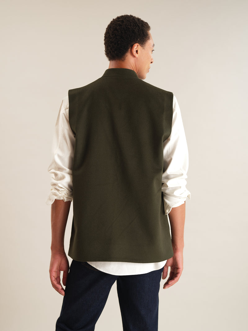 Olive Wool Nehru Waistcoat