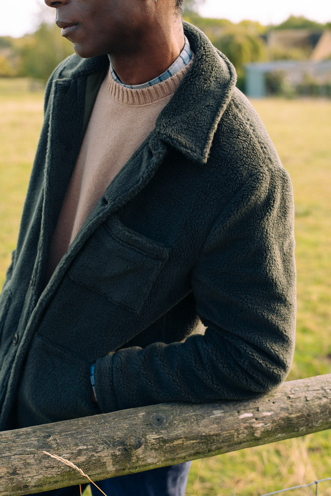 Dark Green Teddy Chore Jacket