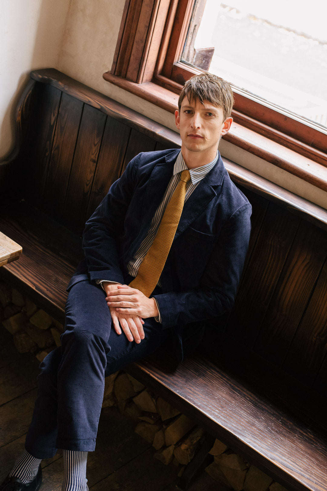 Navy Cotton-Corduroy Casual Trousers, Casual Trousers - SIRPLUS