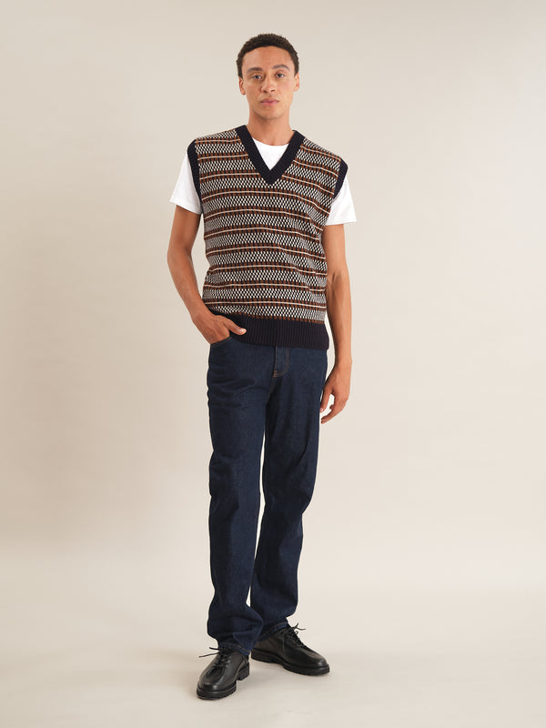 Navy Grid Fair-Isle Vest