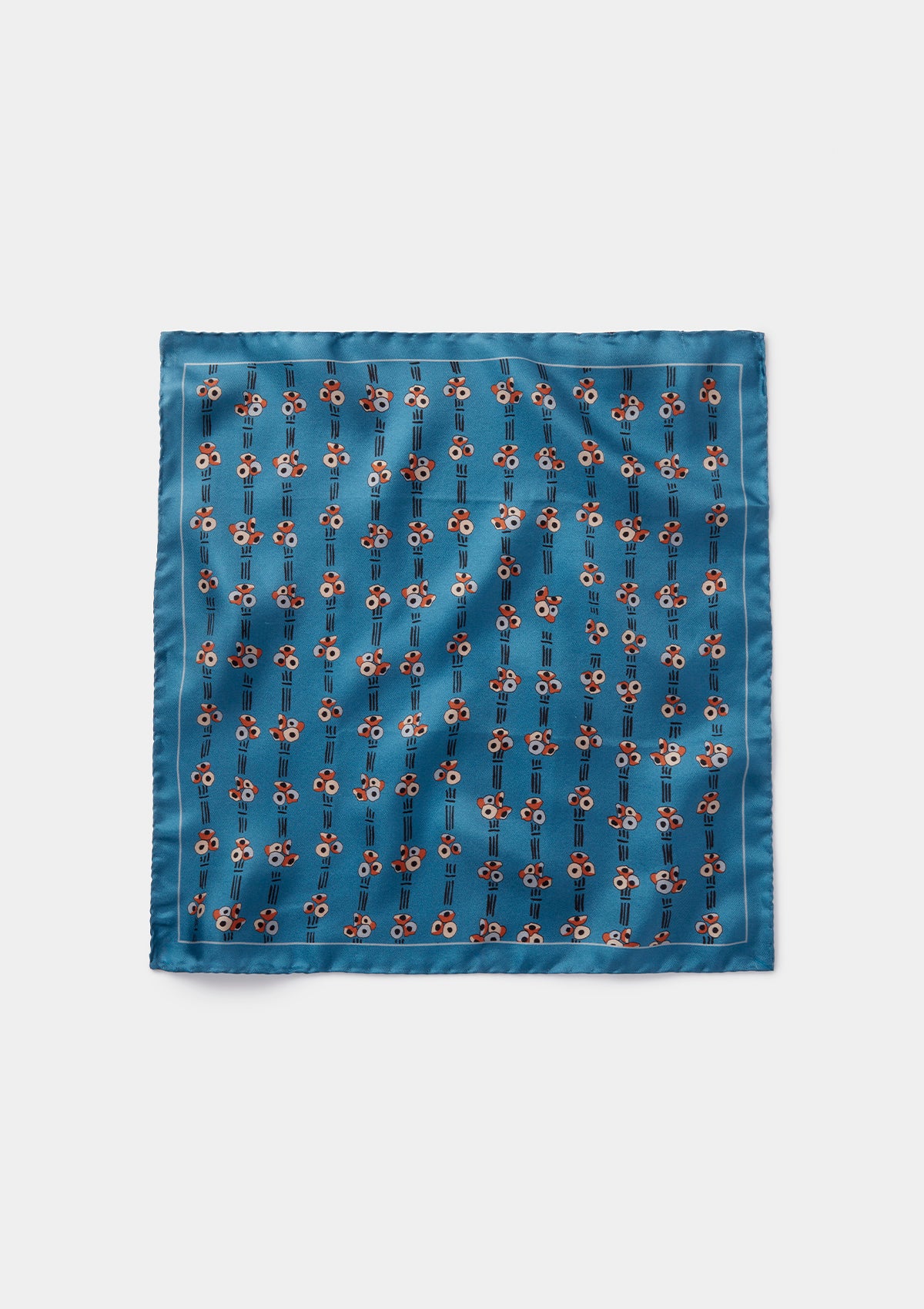 Slate Blue Spring Print Silk Pocket Square, Pocket Square - SIRPLUS