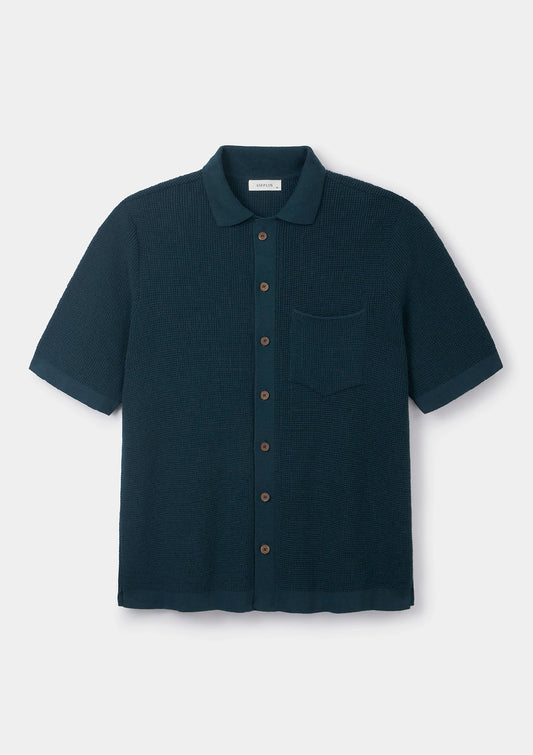 Teal Waffle Knit Polo, Polo Shirts - SIRPLUS