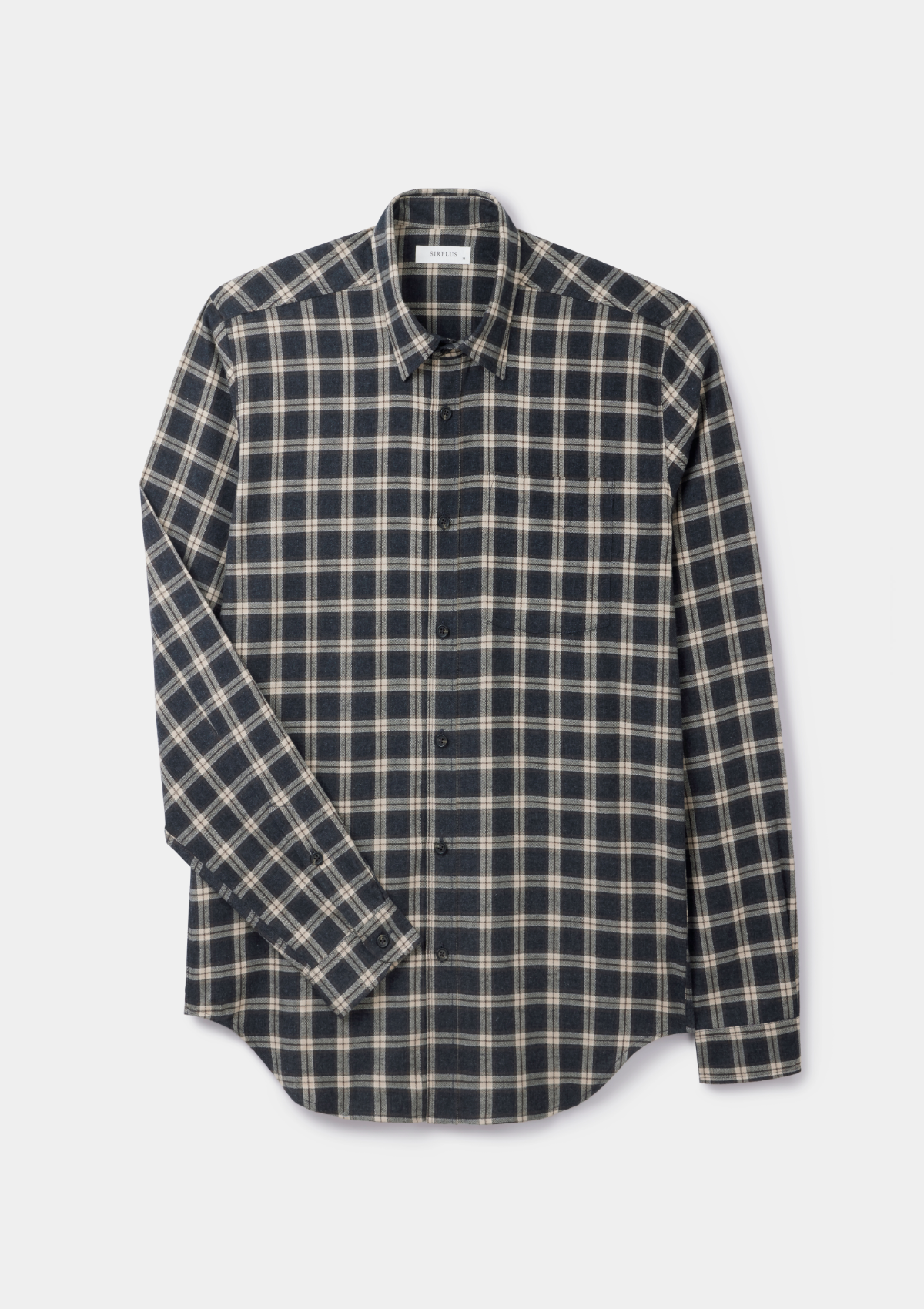 Charcoal Check Flannel Shirt, Collar Shirt - SIRPLUS