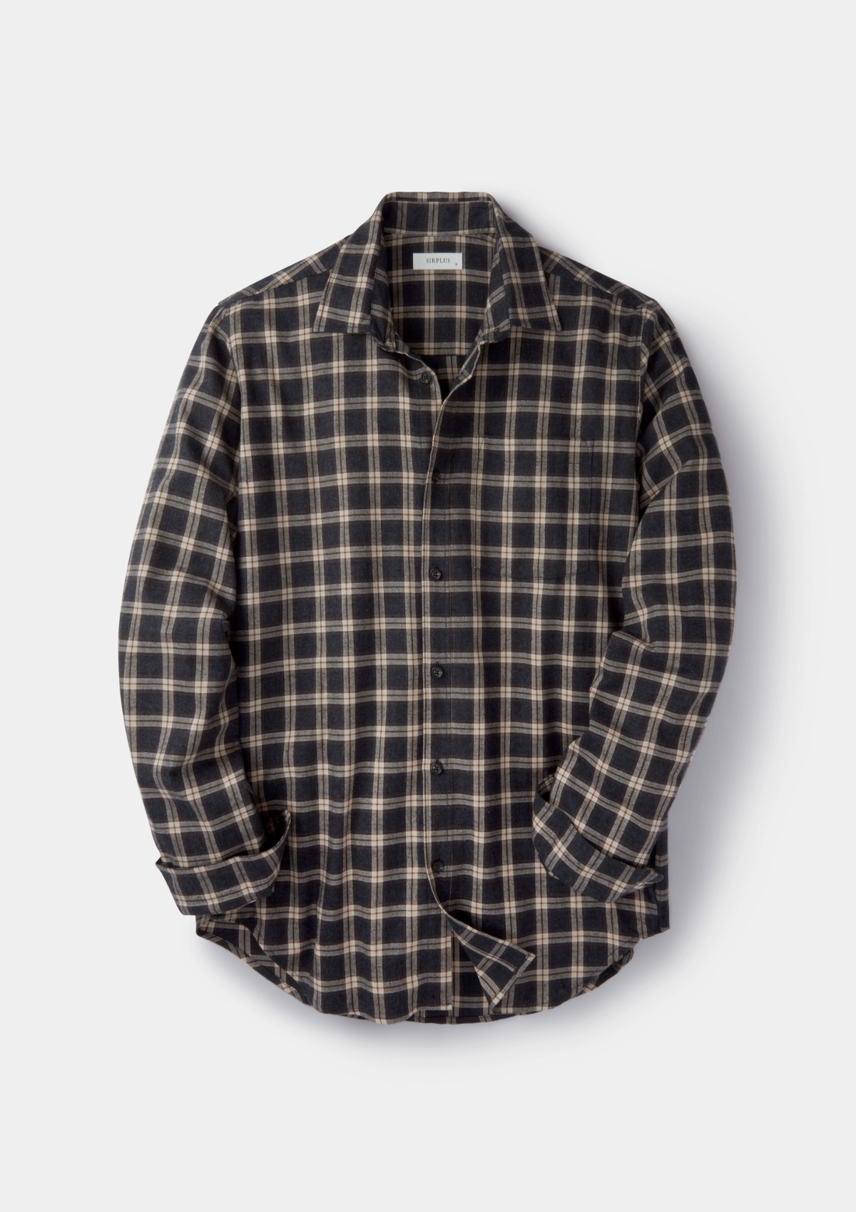 Charcoal Check Flannel Shirt, Collar Shirt - SIRPLUS