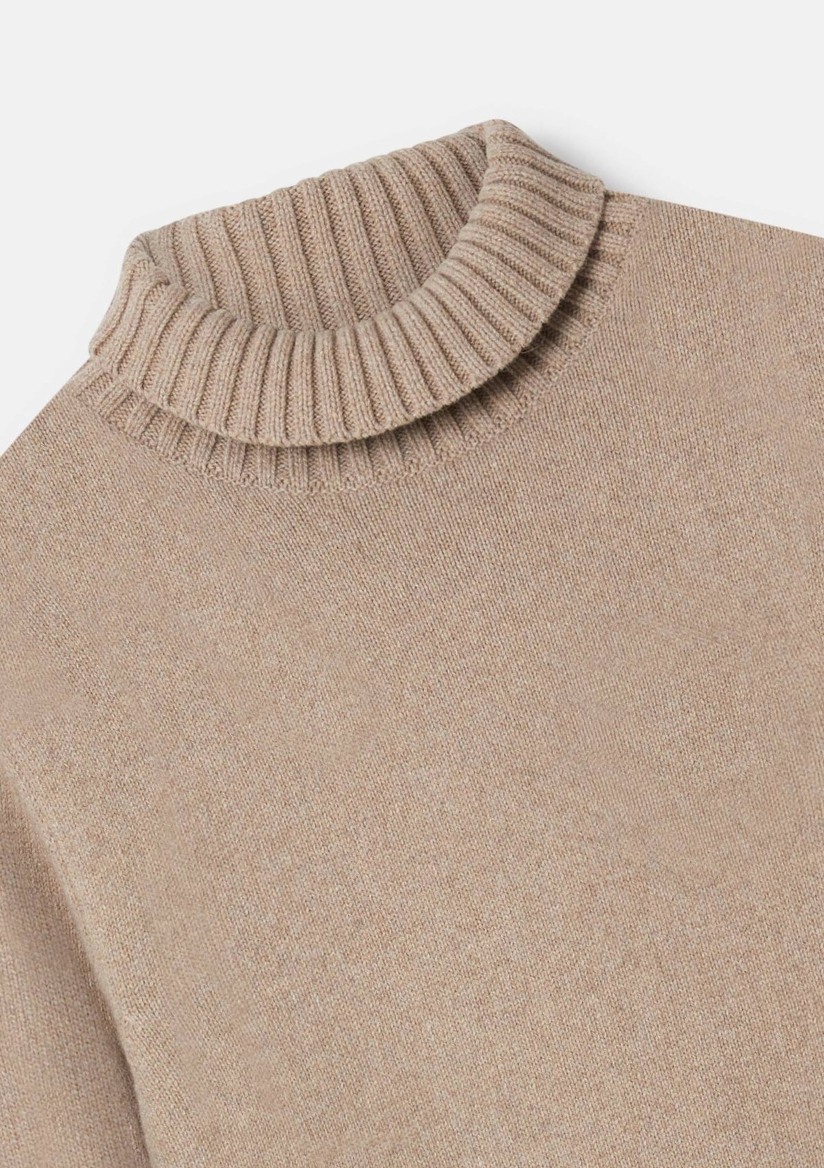 Oatmeal Cashmere Roll Neck Jumper