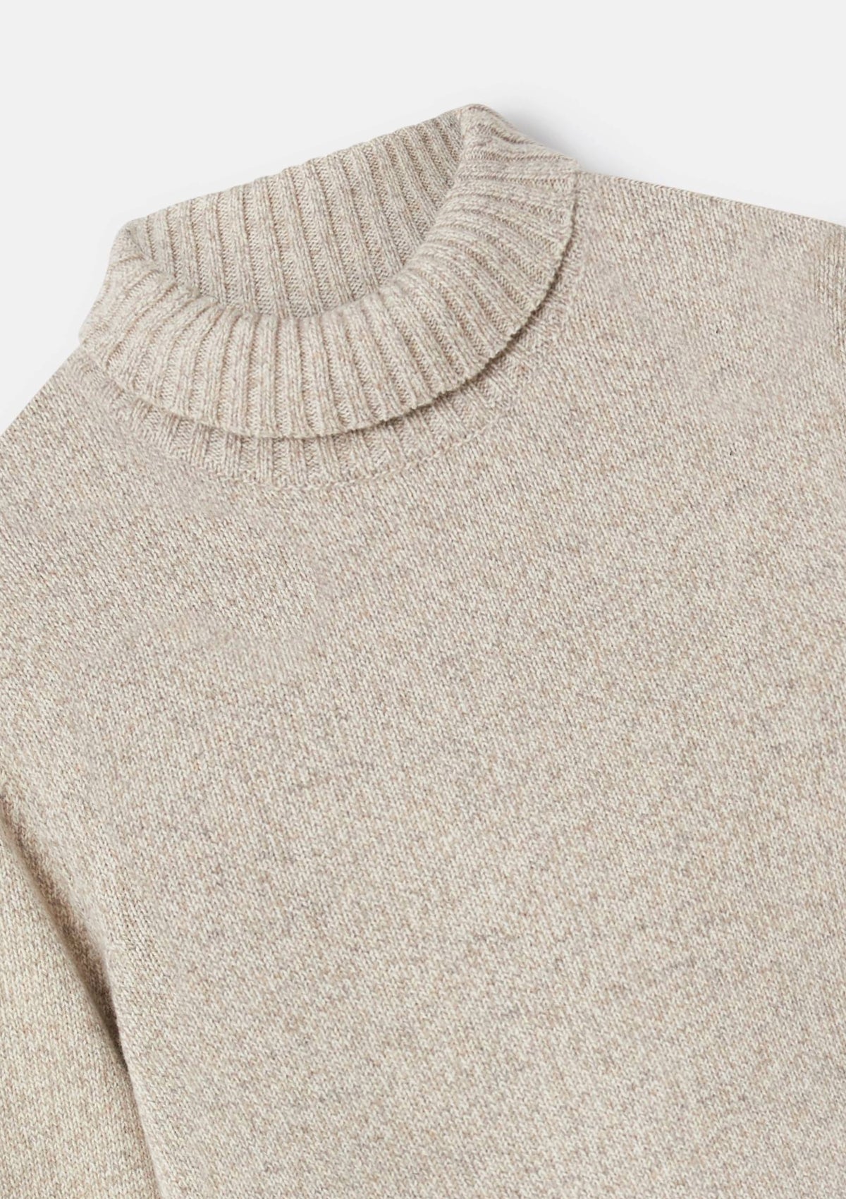 Cream Melange Roll Neck Jumper