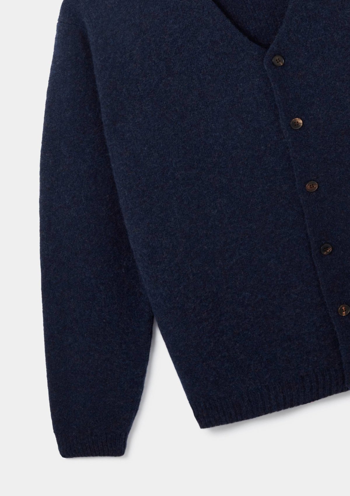 Navy Brushed Wool Cashmere Cardigan