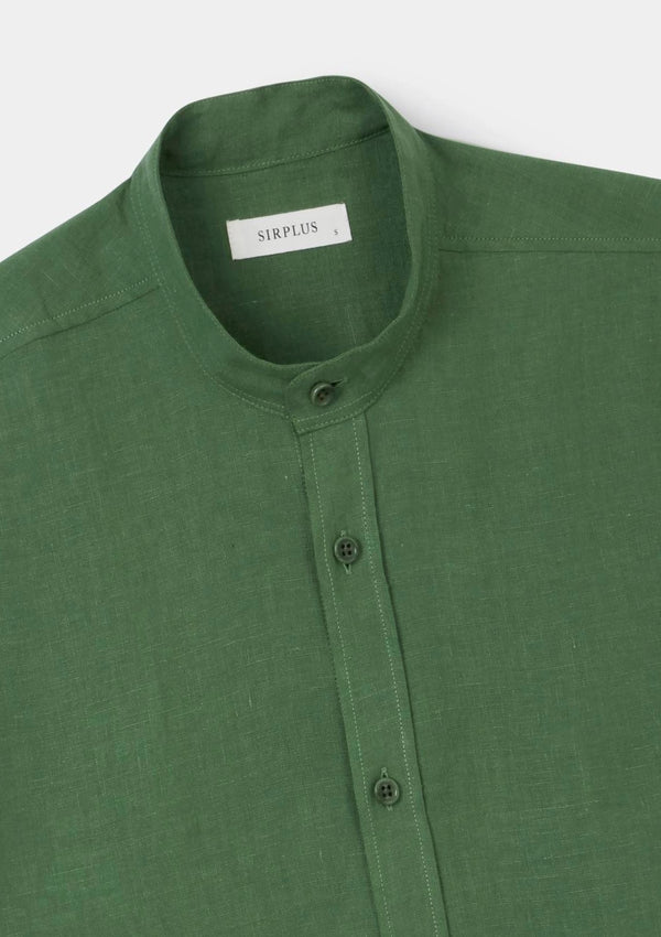 Fern Green Linen Grandad Shirt