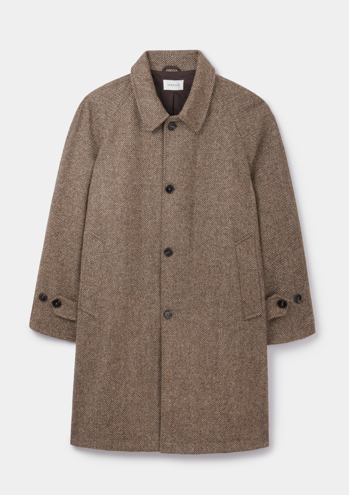 Walnut British Wool Herringbone Overcoat