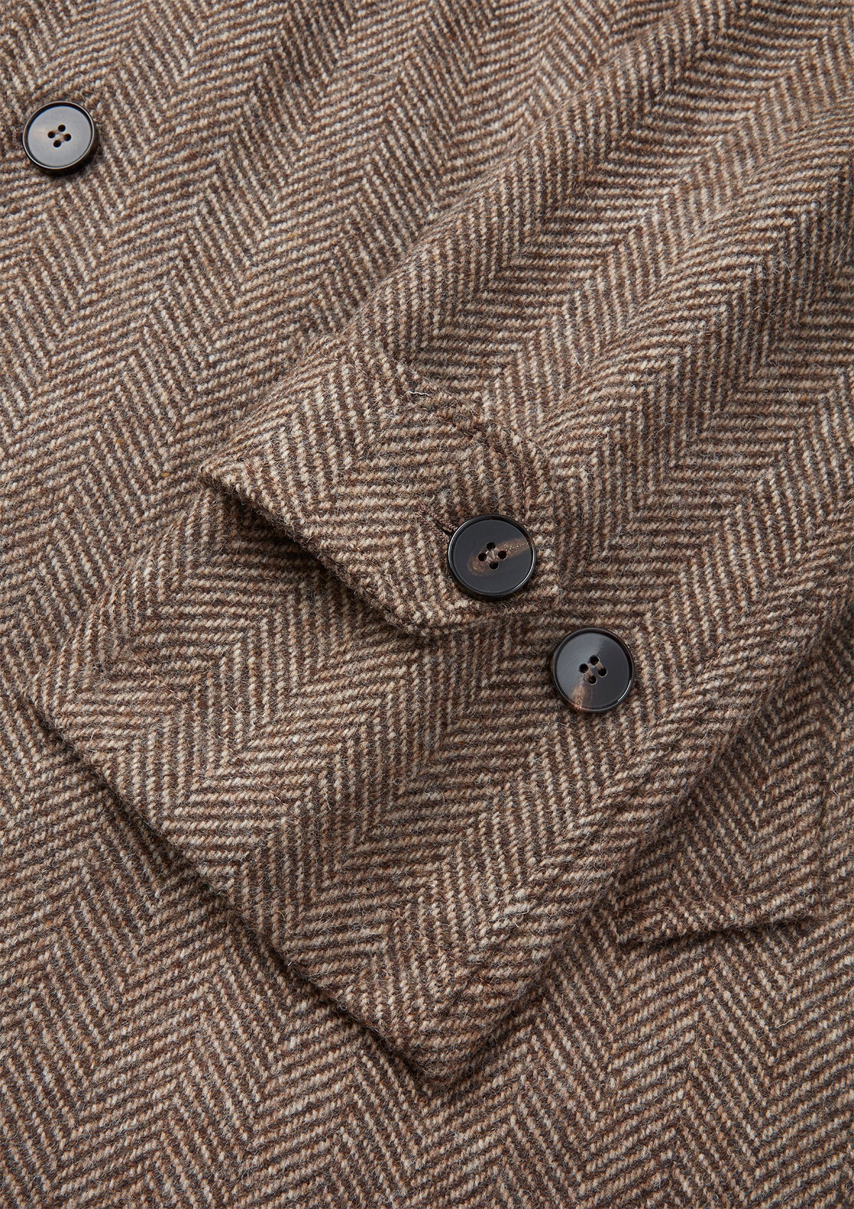 Walnut British Wool Herringbone Overcoat
