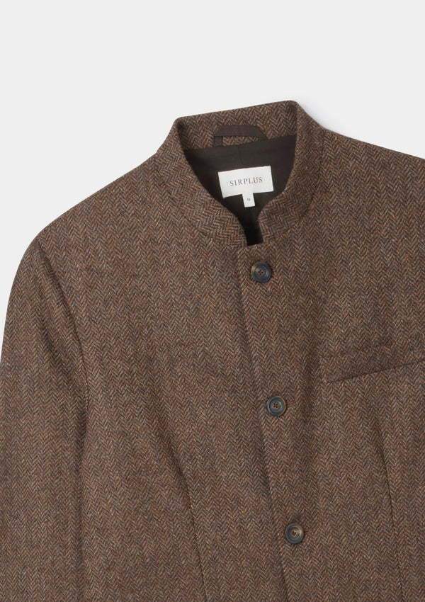 Walnut Herringbone Nehru Jacket