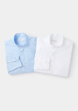 Pale Blue Cotton Linen Grandad Shirt, Grandad Shirt - SIRPLUS