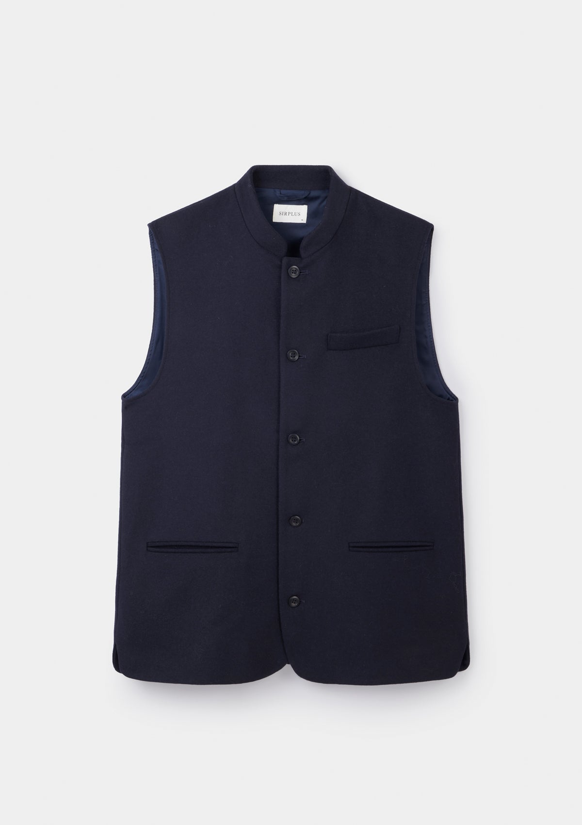 Navy Classic Wool Cashmere Nehru Waistcoat, Nehru Waistcoat - SIRPLUS