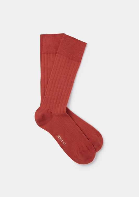 Terracotta Cotton Dress Socks, Socks - SIRPLUS