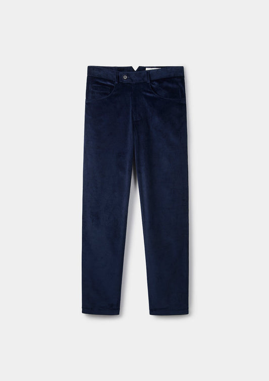 Navy Organic Cotton-Corduroy Casual Trousers, Casual Trousers - SIRPLUS