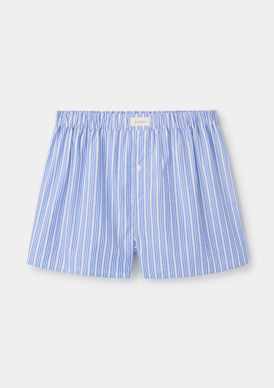 Blue Triple Stripe Cotton Boxer Shorts, Boxer Shorts - SIRPLUS
