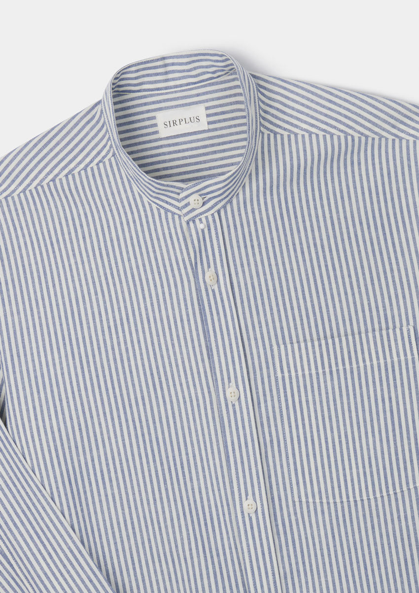 Blue & White Striped Grandad Shirt, Grandad Shirt - SIRPLUS