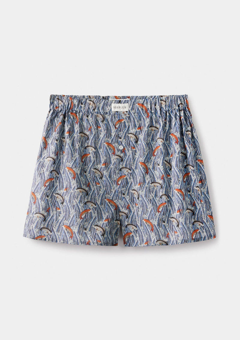 Blue Shiomi Boxer Shorts - Made with Liberty Fabric, Boxer Shorts - SIRPLUS