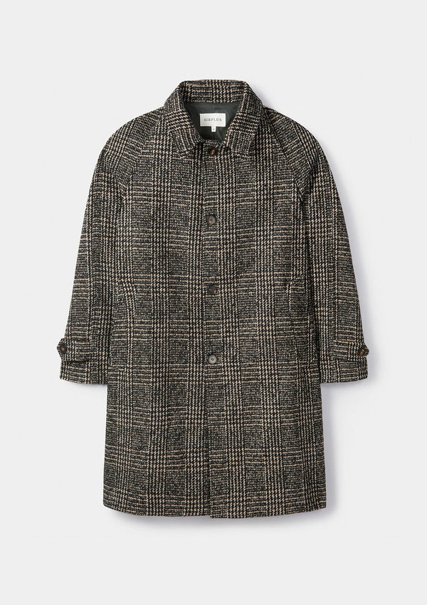 Brown Checked Wool Overcoat, Coats - SIRPLUS