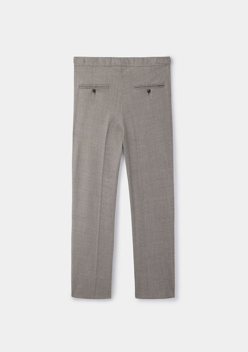 Taupe Virgin Wool Suit Trousers, Formal Trousers - SIRPLUS