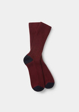 Burgundy Wool Cashmere Socks, Socks - SIRPLUS