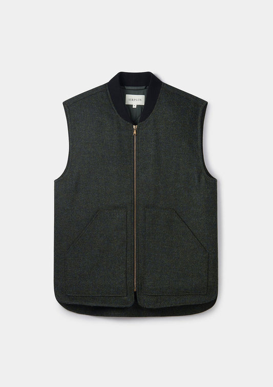 Dark Green Wool Gilet, Gilets - SIRPLUS