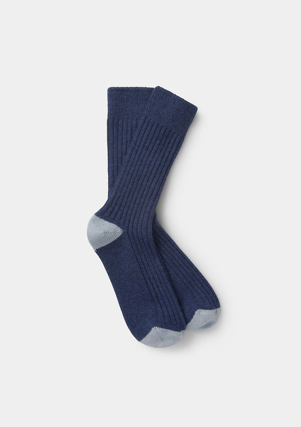 Denim Blue Wool Cashmere Socks, Socks - SIRPLUS