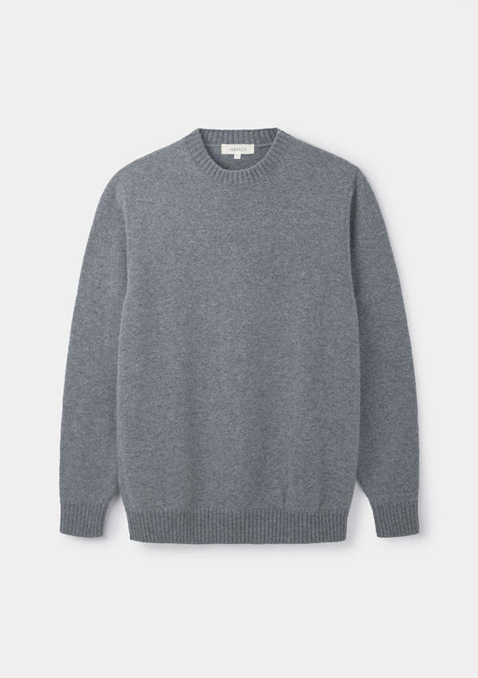 Grey Lambswool Crew Neck Jumper, Knitwear - SIRPLUS