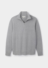 Grey Merino Half Zip Jumper, Knitwear - SIRPLUS