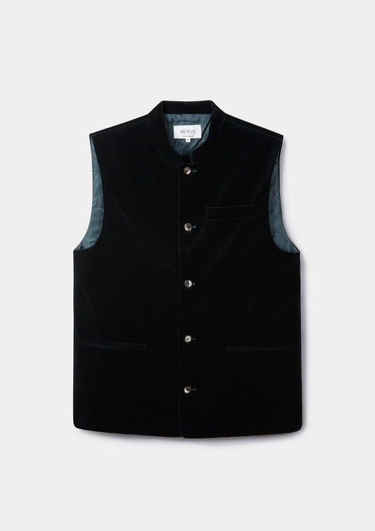 Ivy Green Velvet Nehru Waistcoat, Nehru Waistcoats - SIRPLUS