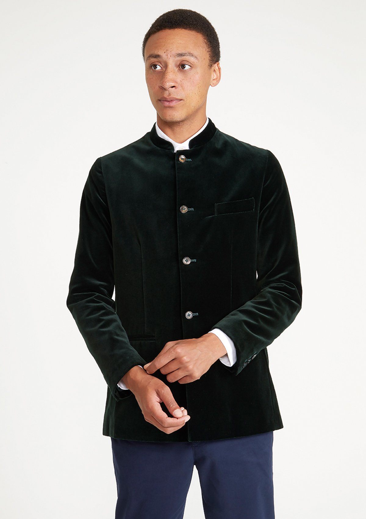Ivy Green Velvet Nehru Jacket, Nehru Jackets - SIRPLUS