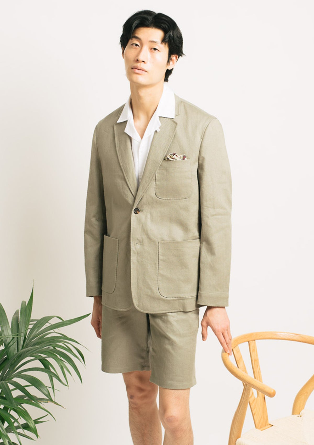 Sage Cotton Linen Blazer, Unlined Blazers - SIRPLUS