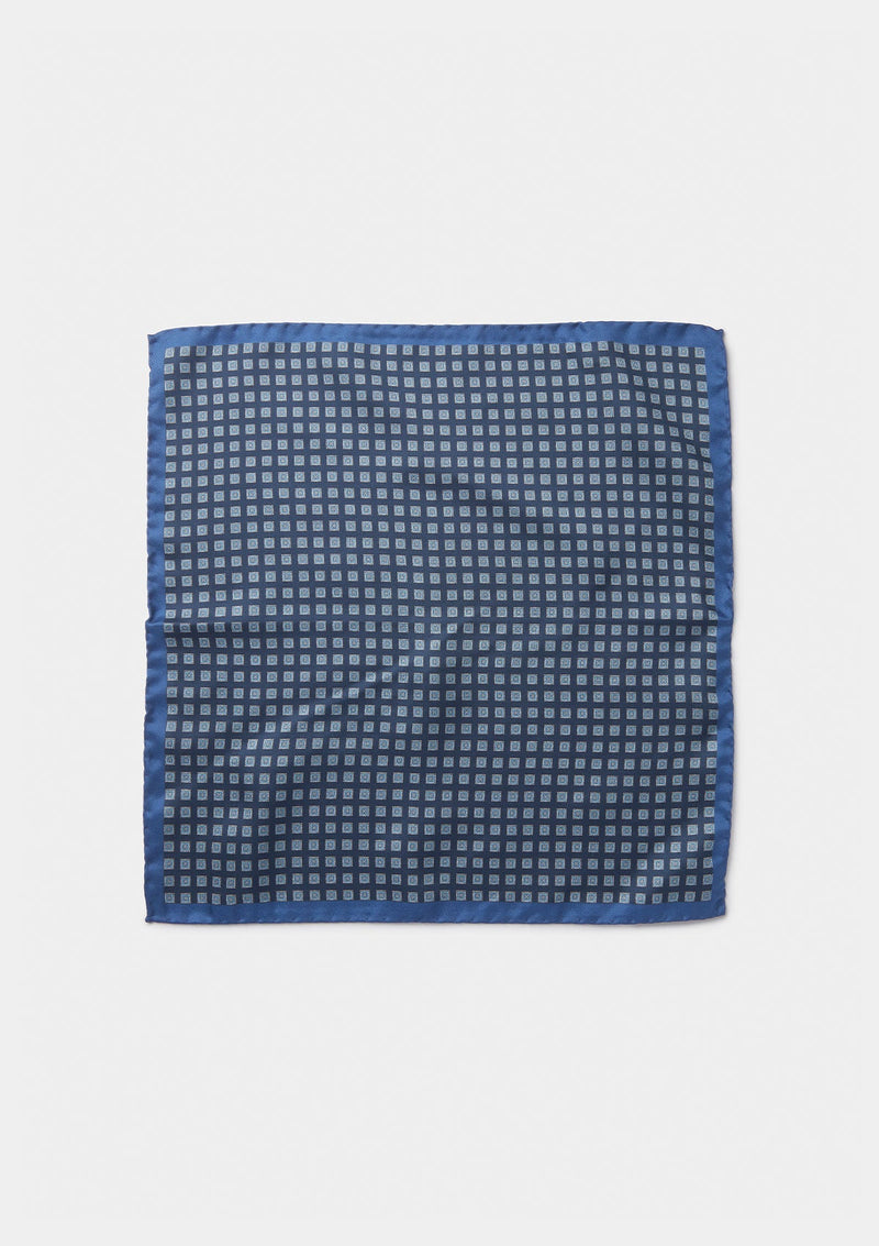 Navy & Blue Squares Silk Pocket Square, Pocket Squares - SIRPLUS