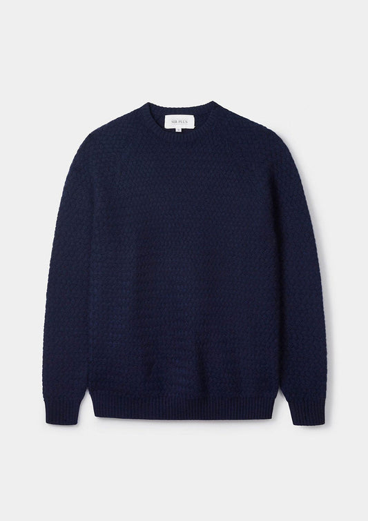 Navy Basket Weave Cashmere Jumper, Knitwear - SIRPLUS