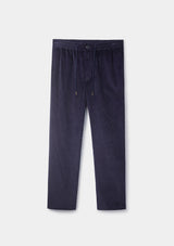 Navy Cotton-Corduroy Drawstring Trousers, Casual Trousers - SIRPLUS