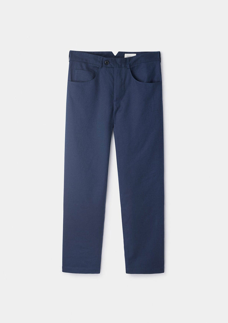 Navy Cotton Linen Casual Trousers, Casual Trousers - SIRPLUS