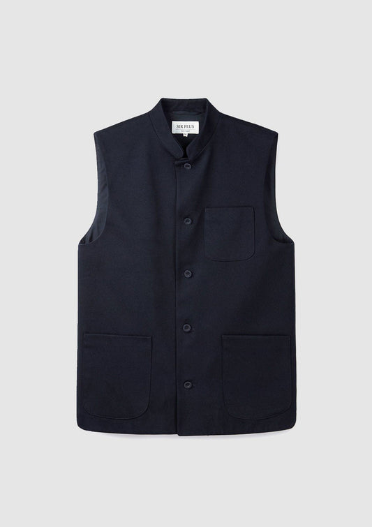 Navy Cotton Nehru Waistcoat, Nehru Waistcoats - SIRPLUS