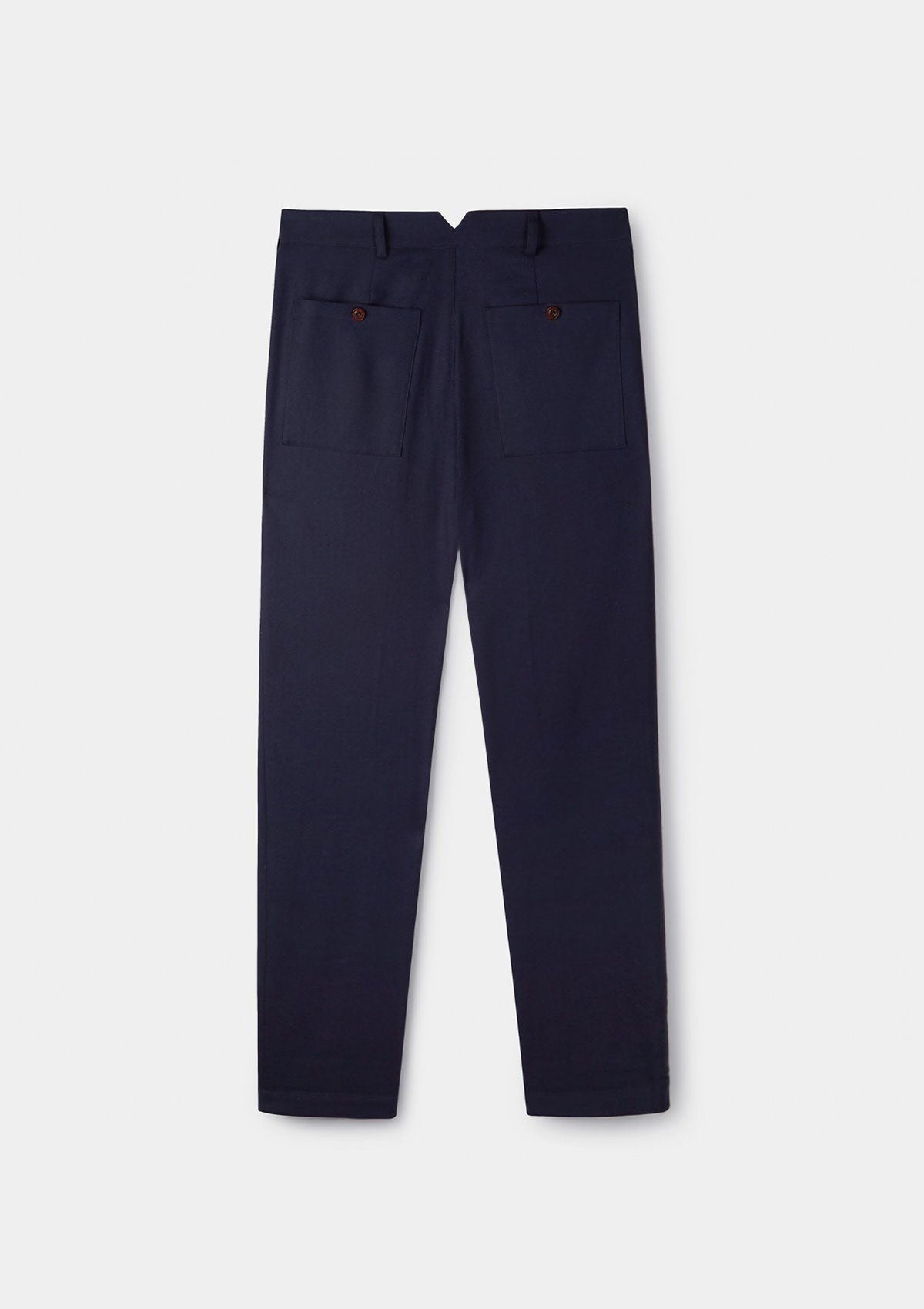 Navy Arnad Cotton Linen Casual Trousers, Casual Trousers - SIRPLUS