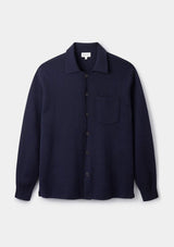Navy Merino Blend Button Down Polo Shirt, Knitwear - SIRPLUS