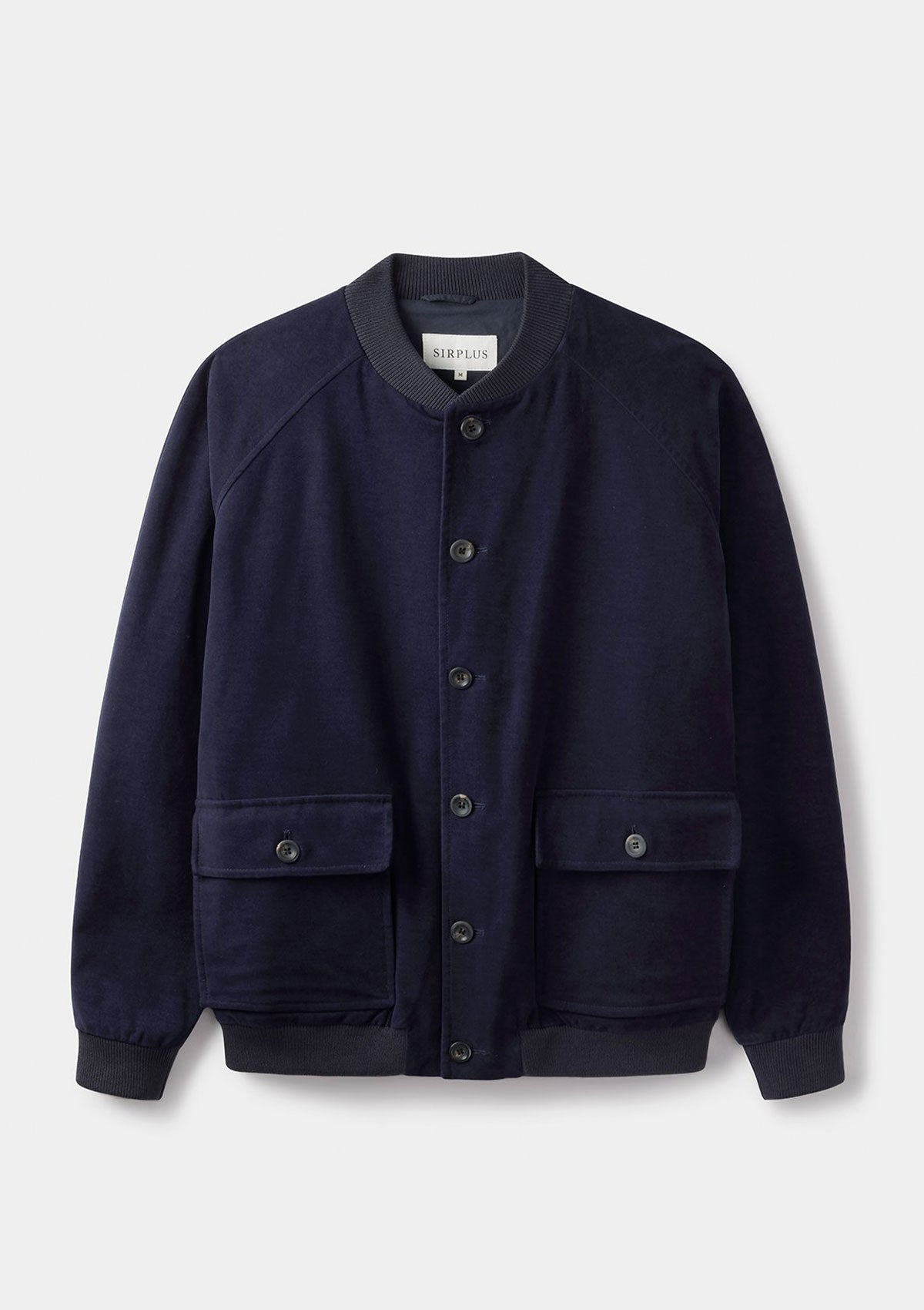 Navy Cotton-Moleskin Bomber Jacket, Jackets - SIRPLUS