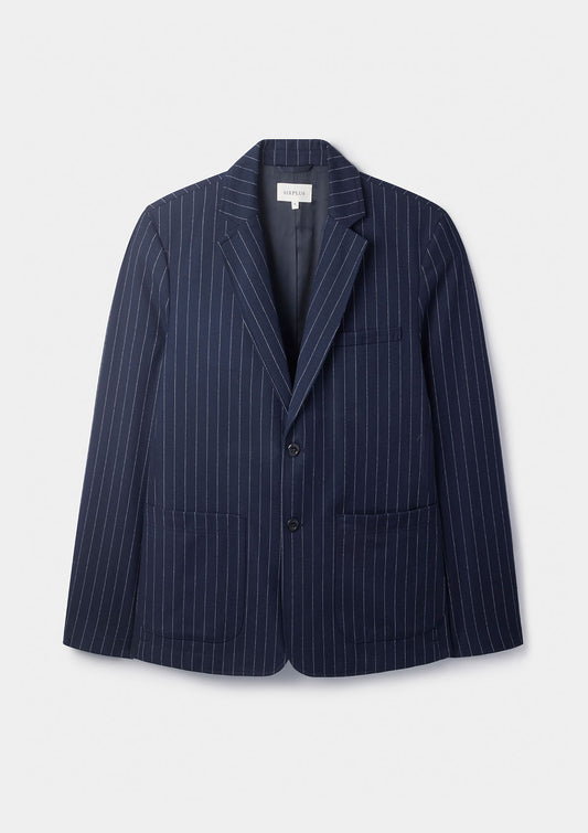 Navy Pinstripe Wool Blazer, Blazer - SIRPLUS