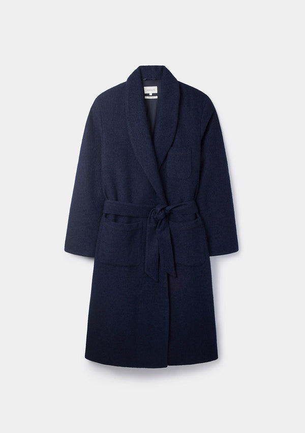 Navy Wool Dressing Gown, Dressing Gowns - SIRPLUS