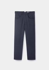 Navy Wool Silk Casual Trousers, Casual Trousers - SIRPLUS