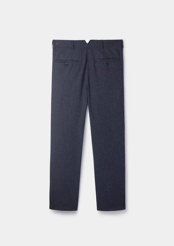 Navy Wool Silk Casual Trousers, Casual Trousers - SIRPLUS