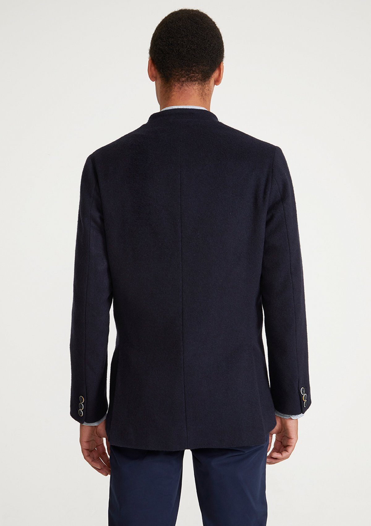 Navy Cashmere Nehru Jacket, Nehru Jackets - SIRPLUS