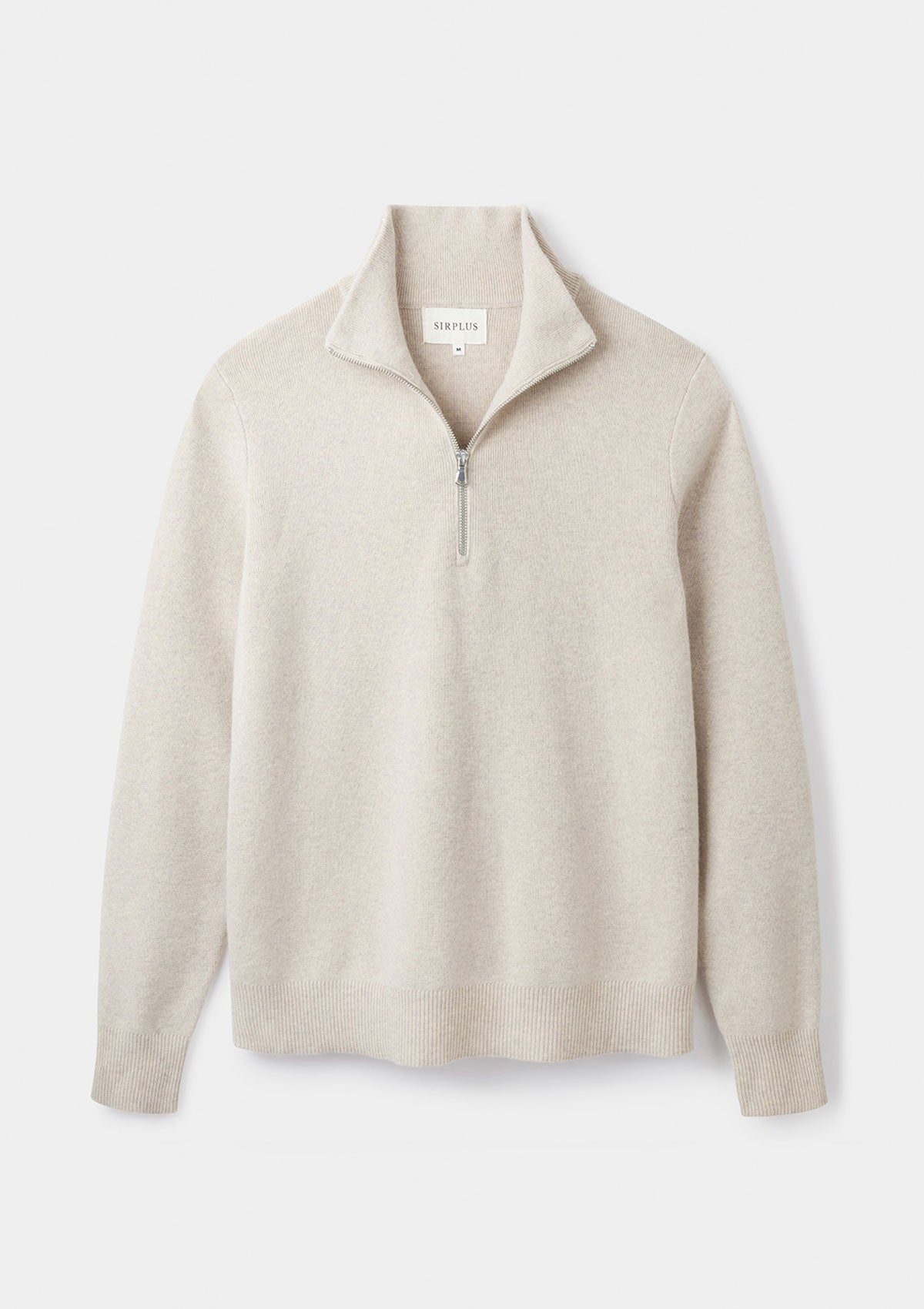 Oatmeal Merino Half Zip Jumper, Knitwear - SIRPLUS