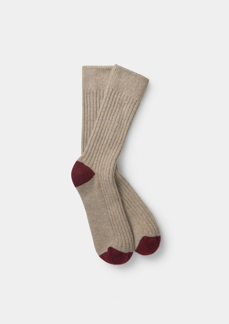 Oatmeal Wool Cashmere Socks, Socks - SIRPLUS