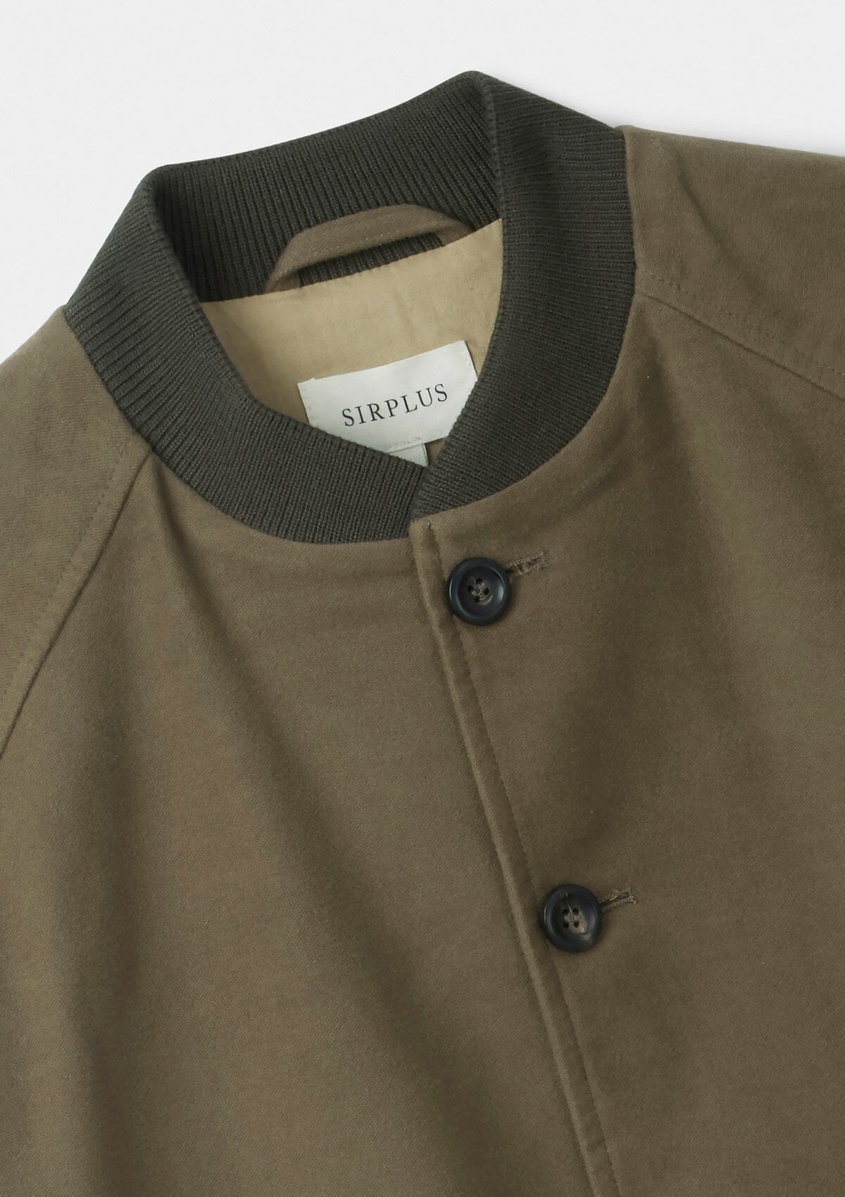 Olive Cotton-Moleskin Bomber Jacket, Bomber Jackets - SIRPLUS
