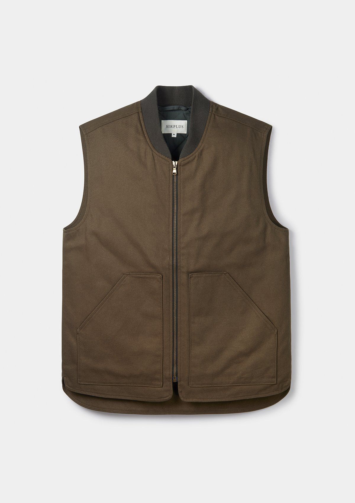 Olive Cotton Twill Gilet, Gilets - SIRPLUS