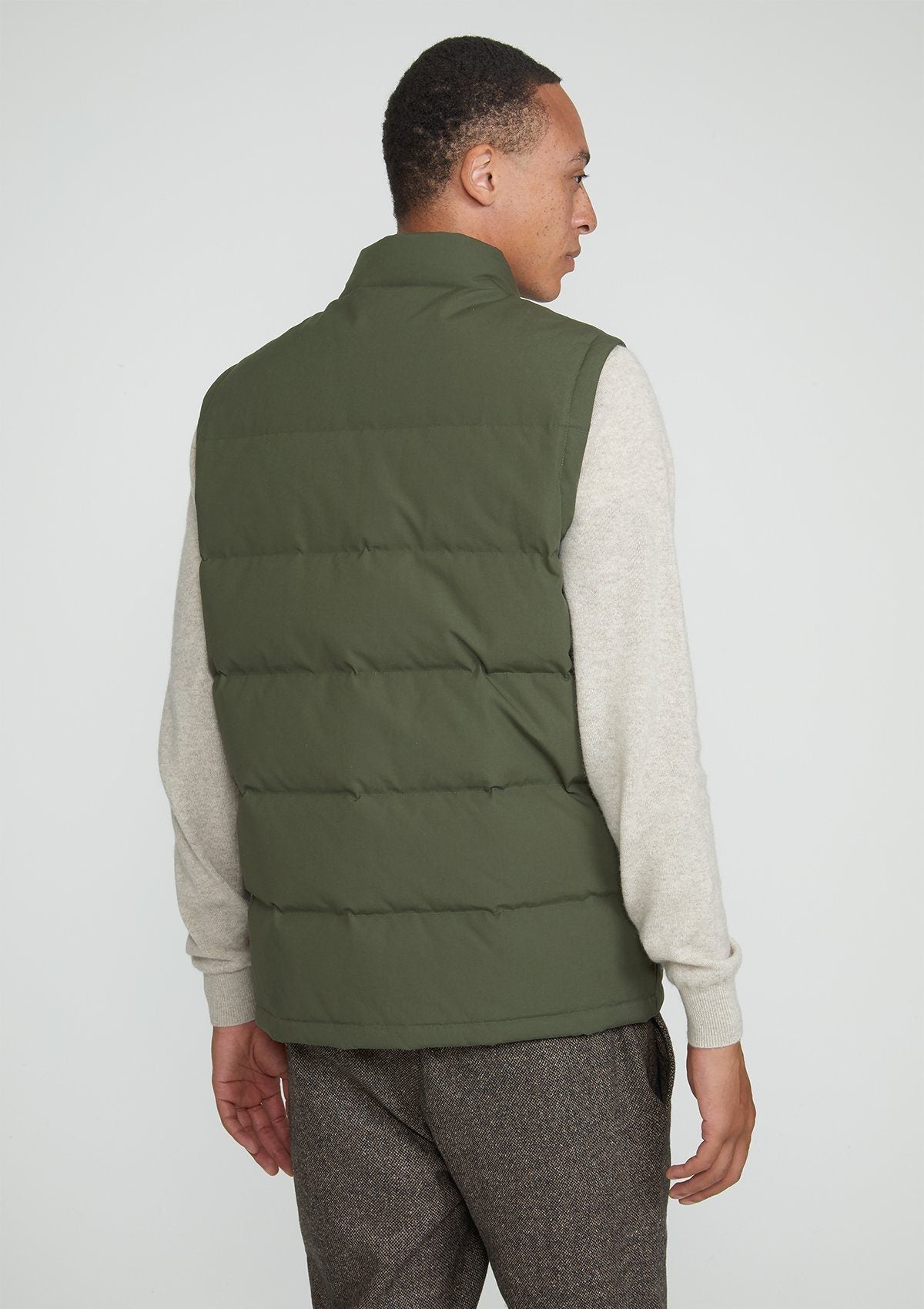 Olive Ventile Organic Cotton Down Gilet, Gilets - SIRPLUS